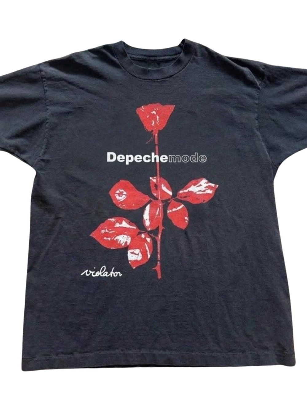 Black Graphic Band Tee with Red Rose, Gift For Her, For Him